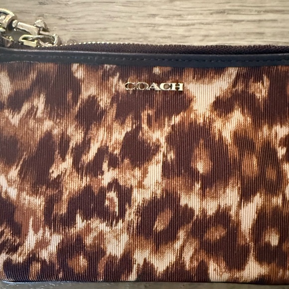 Coach Brown Leopard Print Wristlet - Picture 2 of 5
